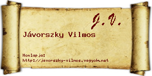 Jávorszky Vilmos névjegykártya