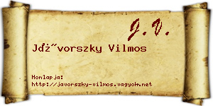 Jávorszky Vilmos névjegykártya